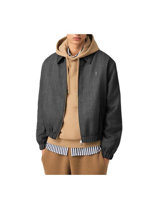 Giacca con zip in gabardine di lana Ami de Coeur. Ami Paris | HJK830.WV0216A189 CARBON GREY